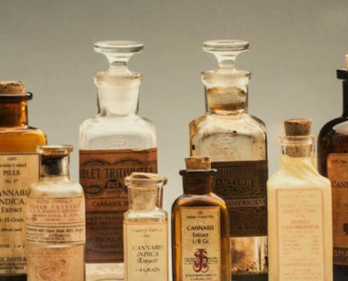Antique cannabis medicinal bottles