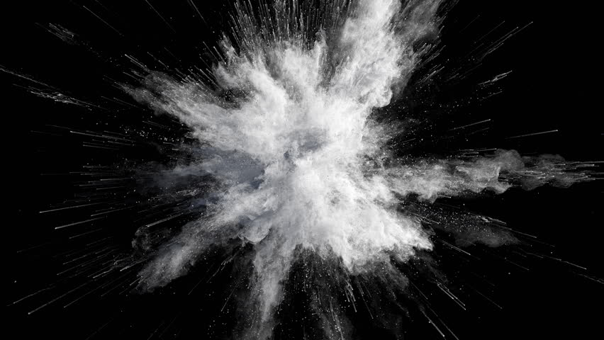 White powder exploding on a black background