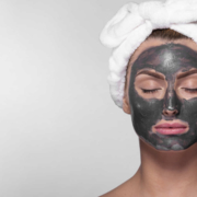 Woman with skin clay mask