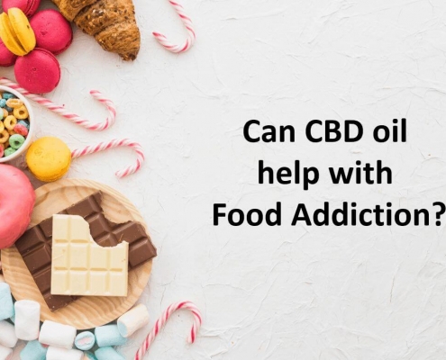 Can CBD Help with Food Addiction text on a sweet line-up