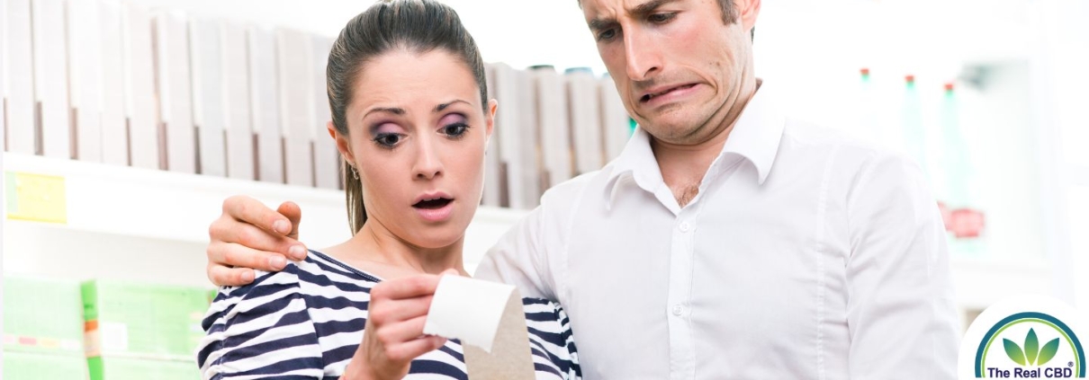 Disgusted couple looking at receipt