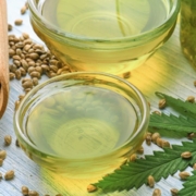 Hemp seed and hemp seed oil display