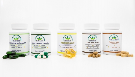 A row of different CBD capsules - The Real CBD Brand