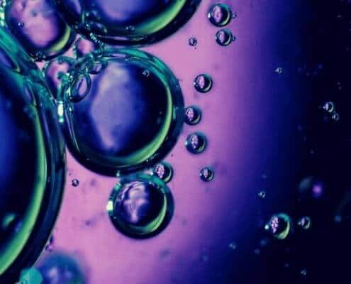 Green/blue bubbles on purple background