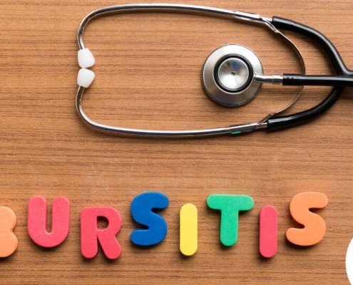 Bursitis plastic letters on a wooden table