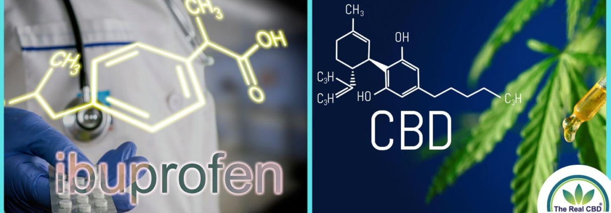 Chemistry formula of CBD and Ibuprofen