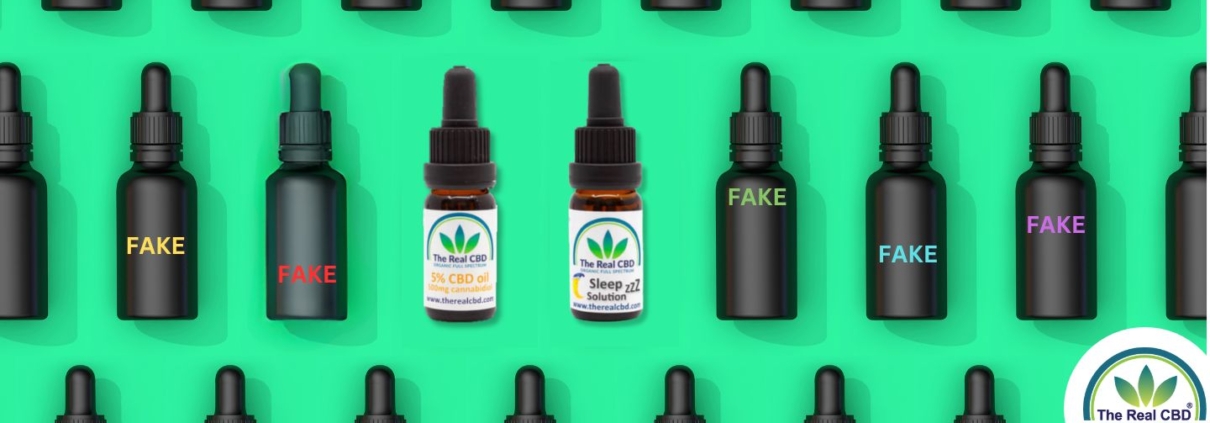 Fake tincture bottles and The Real CBD tincture bottles