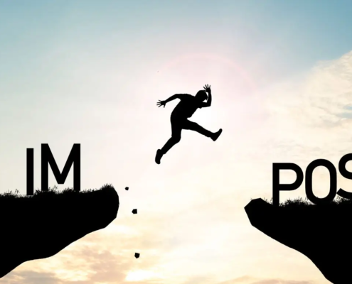 Man jumping from IM to POSSIBLE