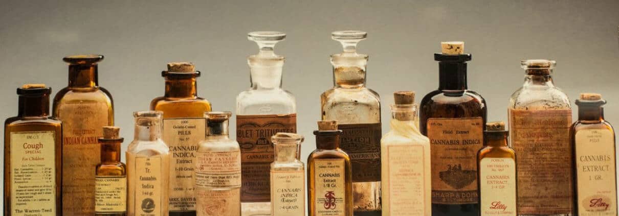 Antique cannabis medicinal bottles