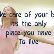 Take care of your body text over woman with outstretched arms