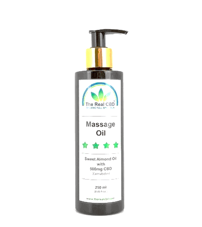 CBD massage oil bottle with pump - The Real CBD Brand