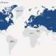 World map in blue and grey