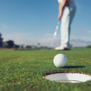 Golf ball on golf course