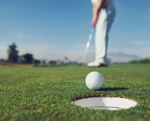 Golf ball on golf course