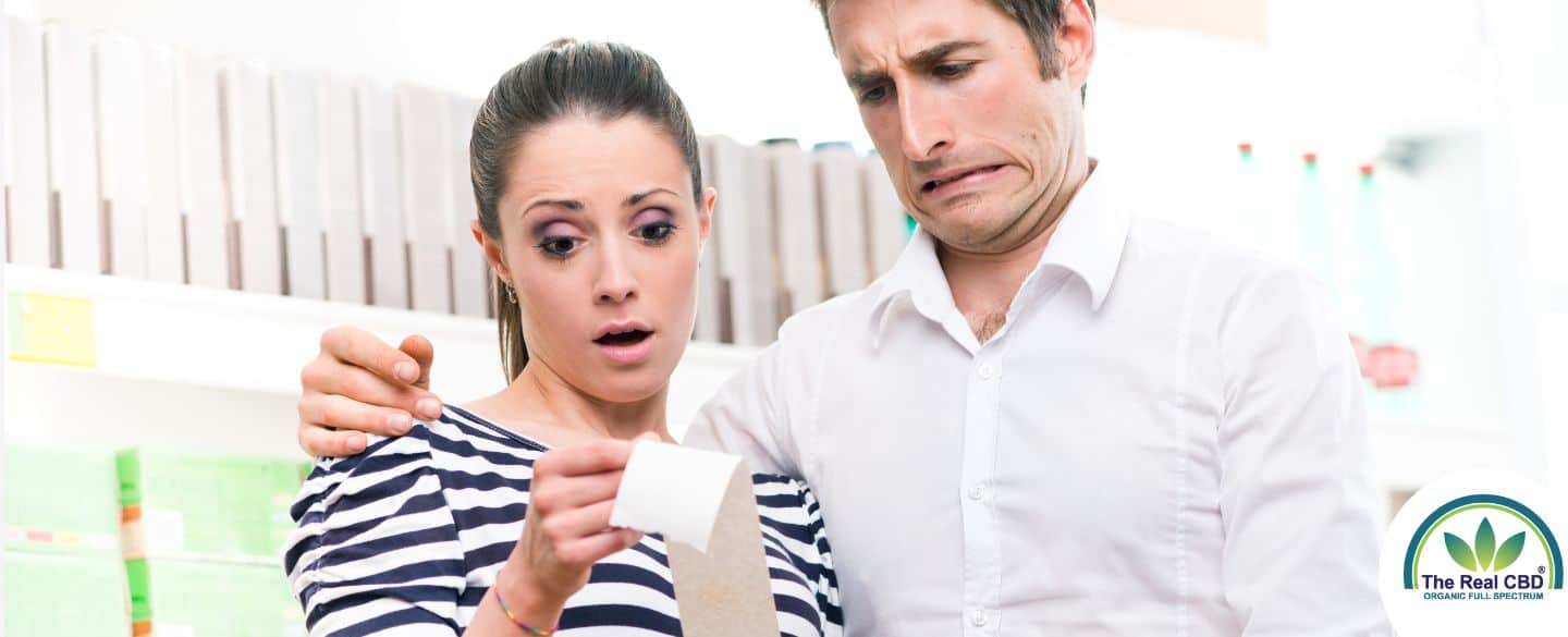 Disgusted couple looking at receipt