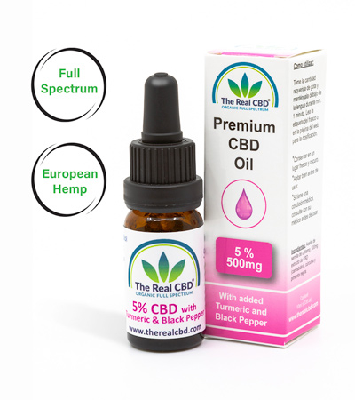 5% CBD oil with turmeric-The Real CBD brand