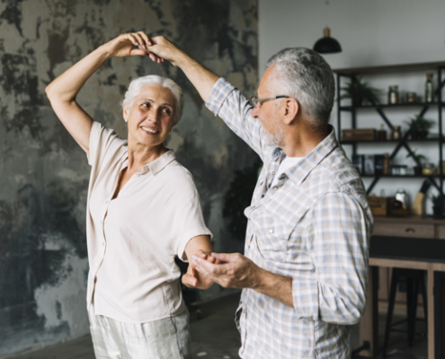 Dementia couple dancing