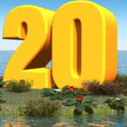 Big 20 on an island in the sea