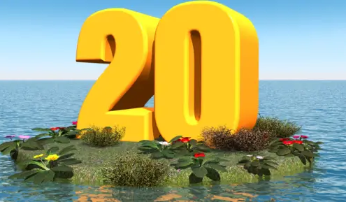 Big 20 on an island in the sea