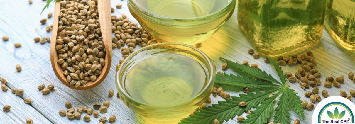 Hemp seed and hemp seed oil display