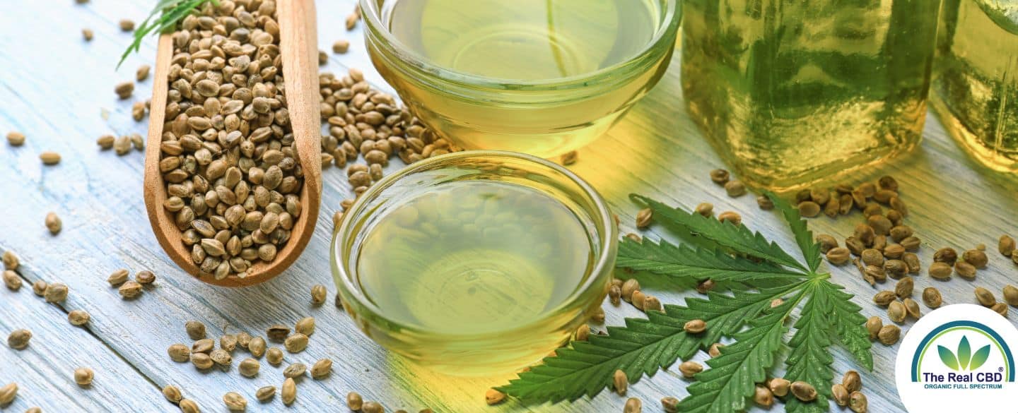 Hemp seed and hemp seed oil display