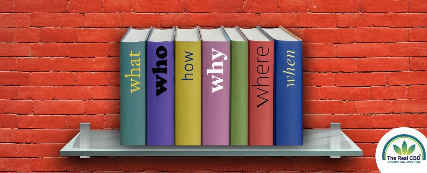 Shelf on red brick wall with line-up of books with questions as titles