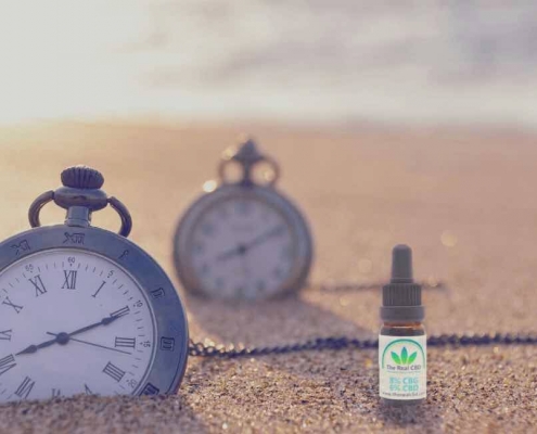 Stopwatches in sand by the seashore