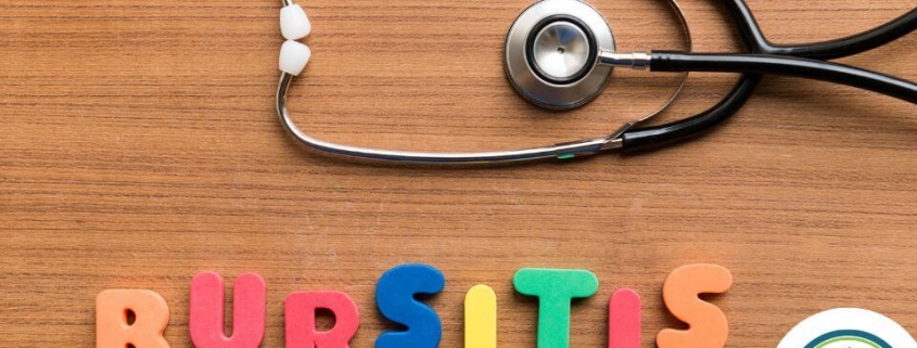 Bursitis plastic letters on a wooden table