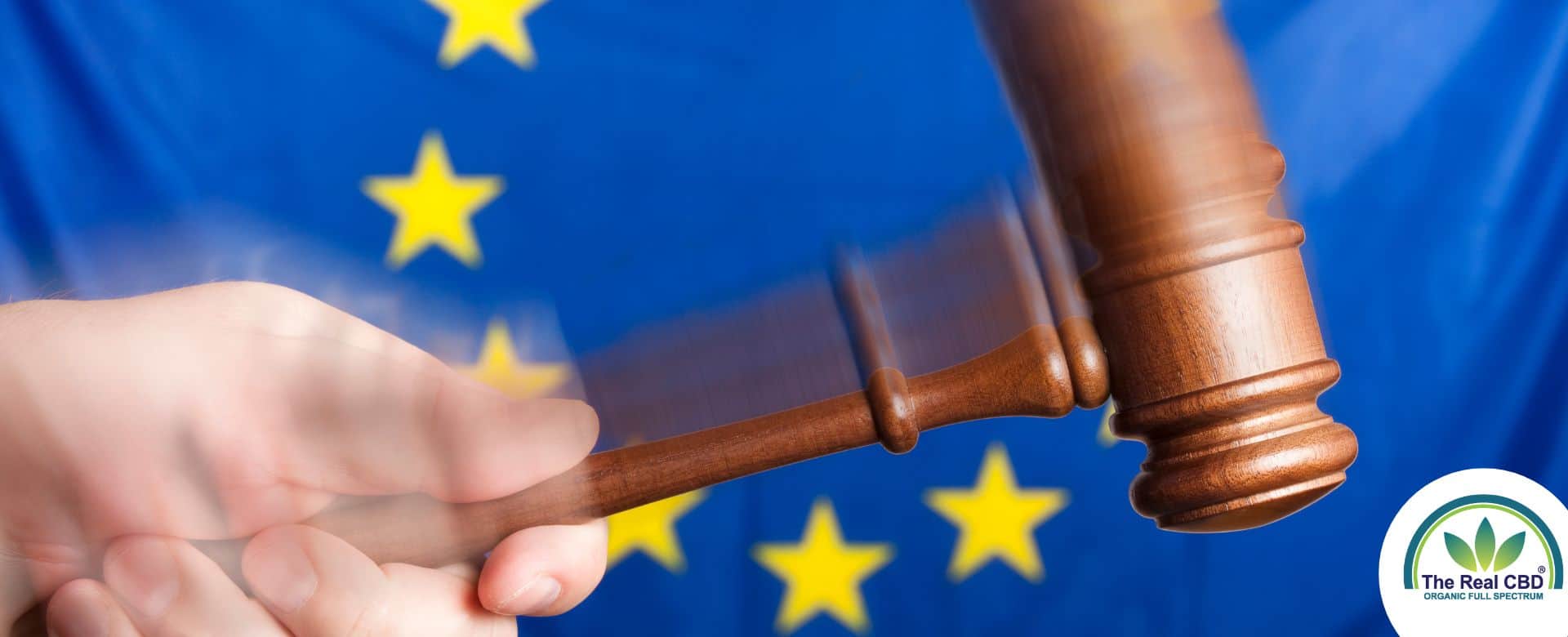 Judge's hammer over European flag