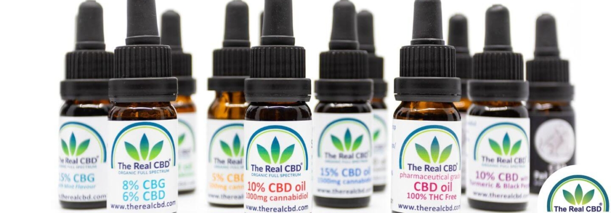 The Real CBD bottles line up