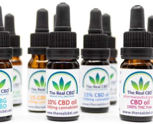 The Real CBD bottles line up