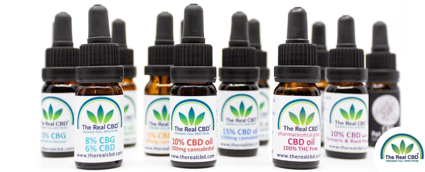 The Real CBD bottles line up