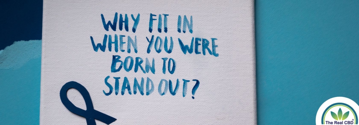 Canvas with blue text: WHY FIT IN WHEN YOU WERE BORN TO STAND OUT