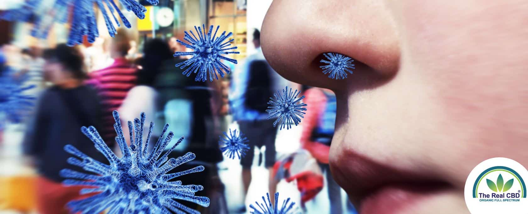 Blue viruses coming out of a nose