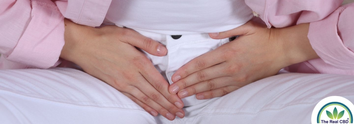 Woman holding her bladder