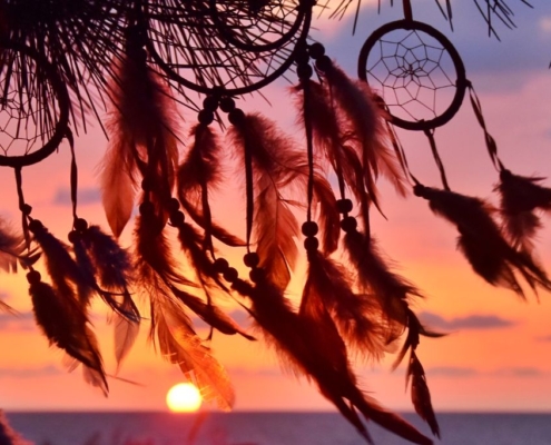 Dream catcher in sunset