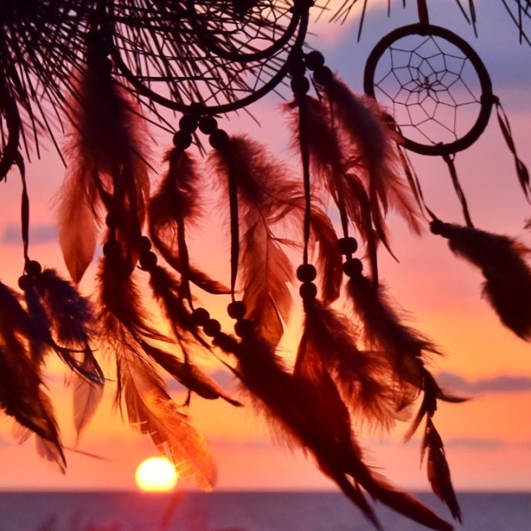 Dream catcher in sunset