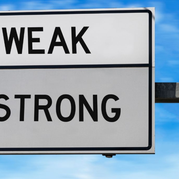 WEAK/STRONG road sign