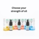 3 bottles of each CBD oils in a row - The Real CBD Brand