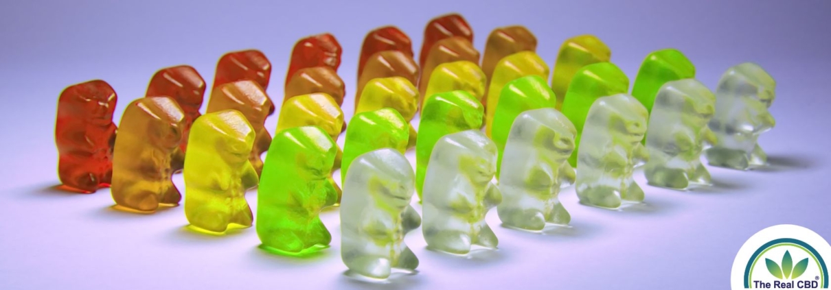 Lin-up of Gummy bears in various colours