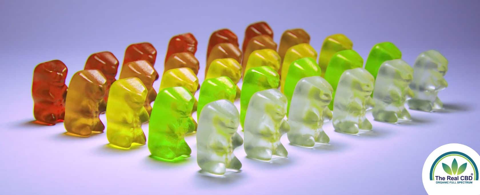 Lin-up of Gummy bears in various colours