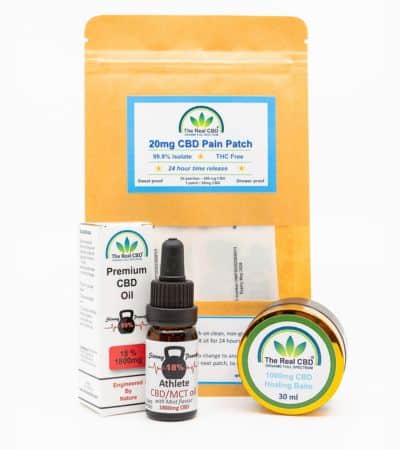 18% Huile pour athlètes, 1000mg CBD baume et patchs anti-douleur - The Real CBD Brand