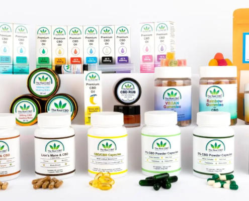 Une belle présentation d'une variété de produits CBD - The Real CBD Brand