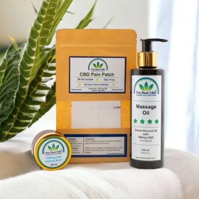 CBD-Hautpflegeprodukte in einem Massagesalon - The Real CBD Brand