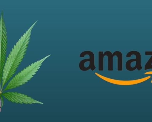 Logo Amazon et feuille de chanvre