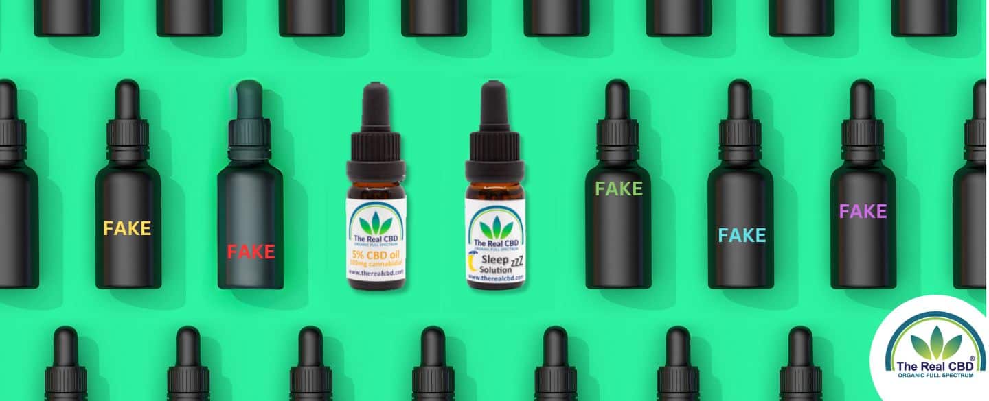 Fake tincture bottles and The Real CBD tincture bottles