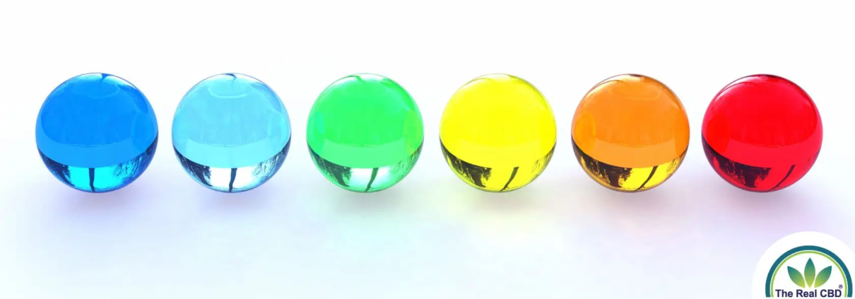 Perles de verre multicolores sur un rang