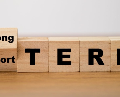 Wooden blocks spelling Long- and short tem