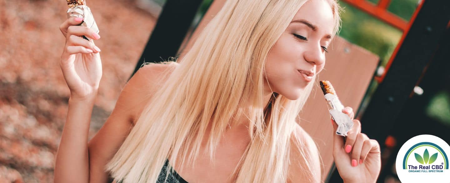 Blond woman enjoying some food