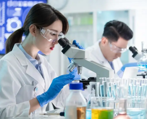 Scientists testing in a lab